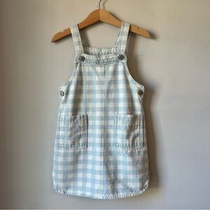 Gap Light Washed Denim Plaid Check Overall Dress Size 4